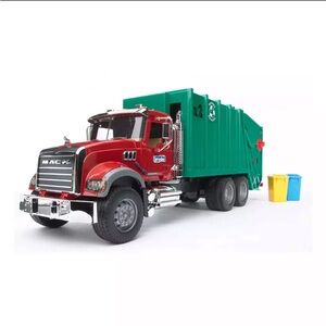 Bruder Toys Mack Rear Loading Garbage Truck with garbage can and dumpster